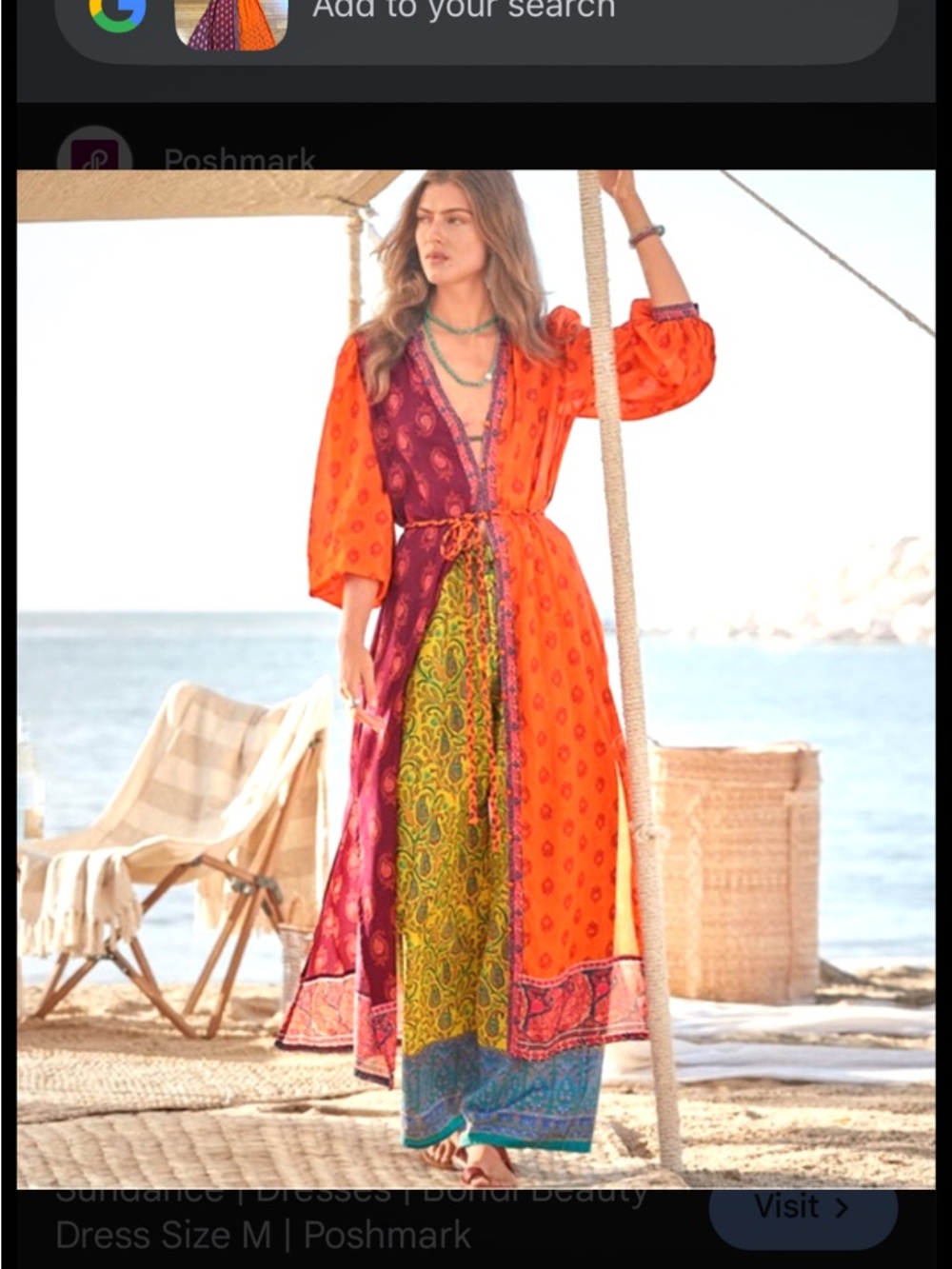 Sundance Bondi Beauty Rich Two-Tone Orange & Burgundy Paisley Maxi Dress - Picture 15 of 15